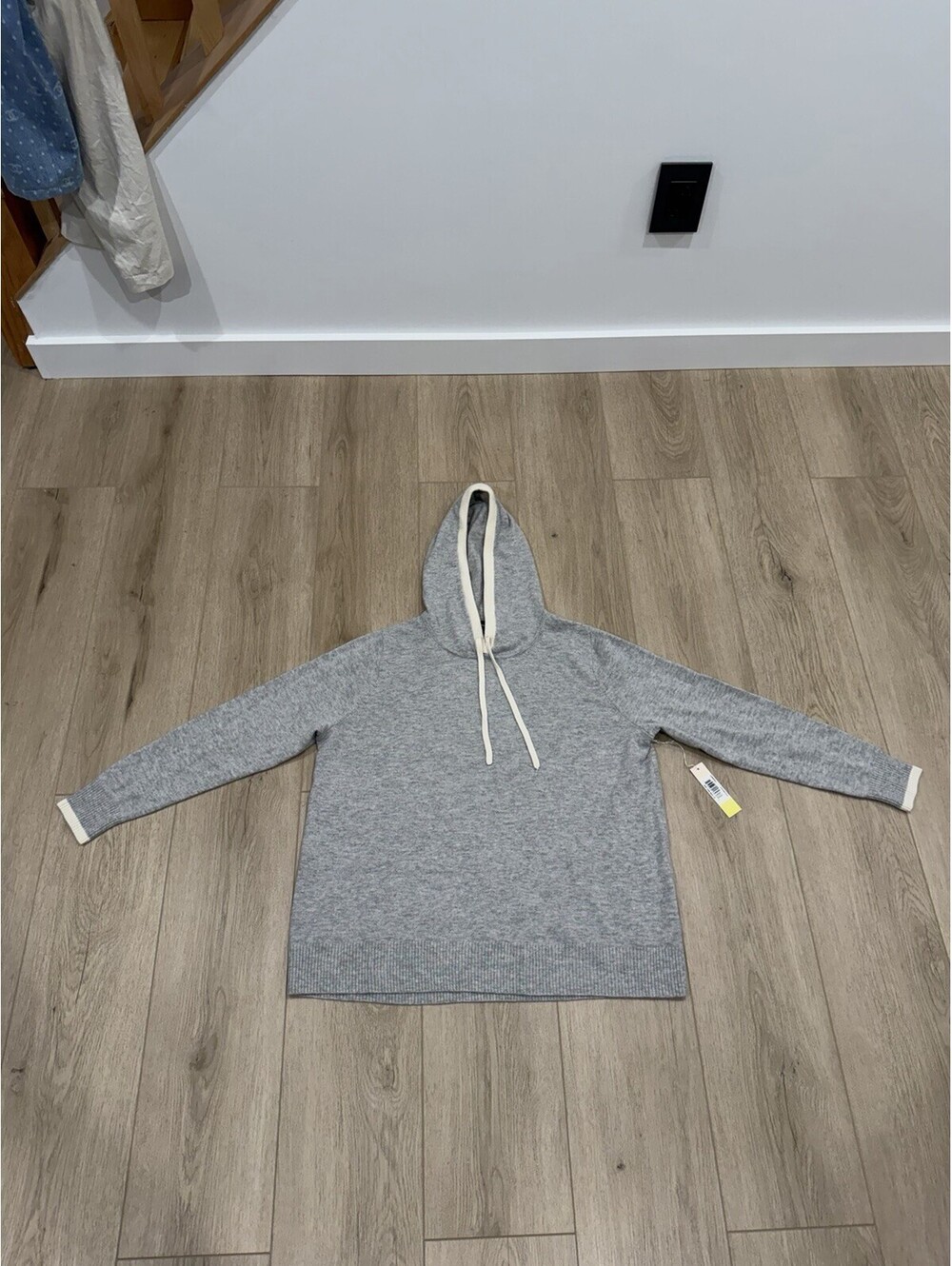 NWT Summersalt Hoodie Sweater Womens L Grey Merino Wool Cashmere Contrast Trim